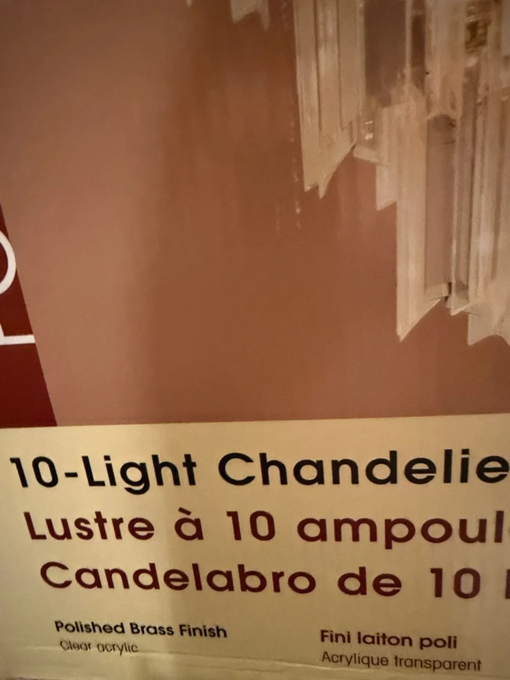 Portfolio Polished Brass 10-Light Chandelier with Clear Acrylic Panels